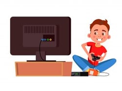 Teen playing video game